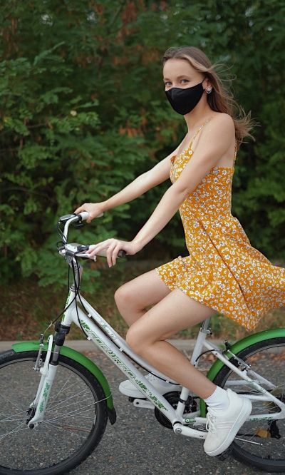 Girl riding a bike without panties