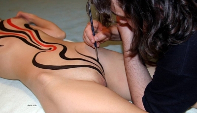 Body art on a woman's naked body