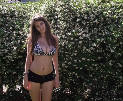 Brunette with spectacular big natural tits - fully nude photo