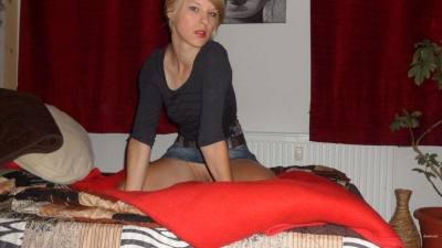 Sexy lady spread her legs and showed her wet pussy