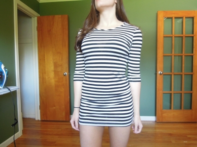 Beauty in a striped dress